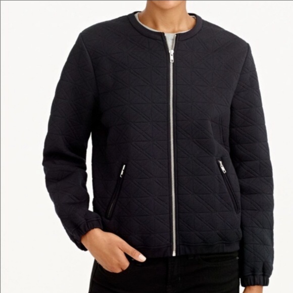 J. Crew Jackets & Blazers - J. Crew Black Quilted Zipper Scuba  Sporty Jacket